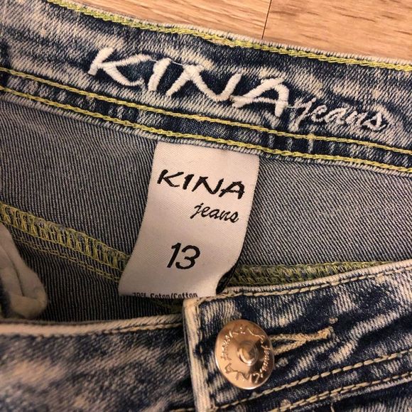 KINA Jeans Retro Vintage Stone Wash Cut Off Raw Hem - Picture 2 of 5